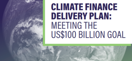 This image displays the cover image of the following report: "Climate Finance Delivery Plan: Meeting the US$100 Billion Goal"